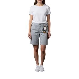 NWT Lee Flex-To-Go Bermuda Shorts Womens 12 Gray Chino Comfort Waist 9" Inseam